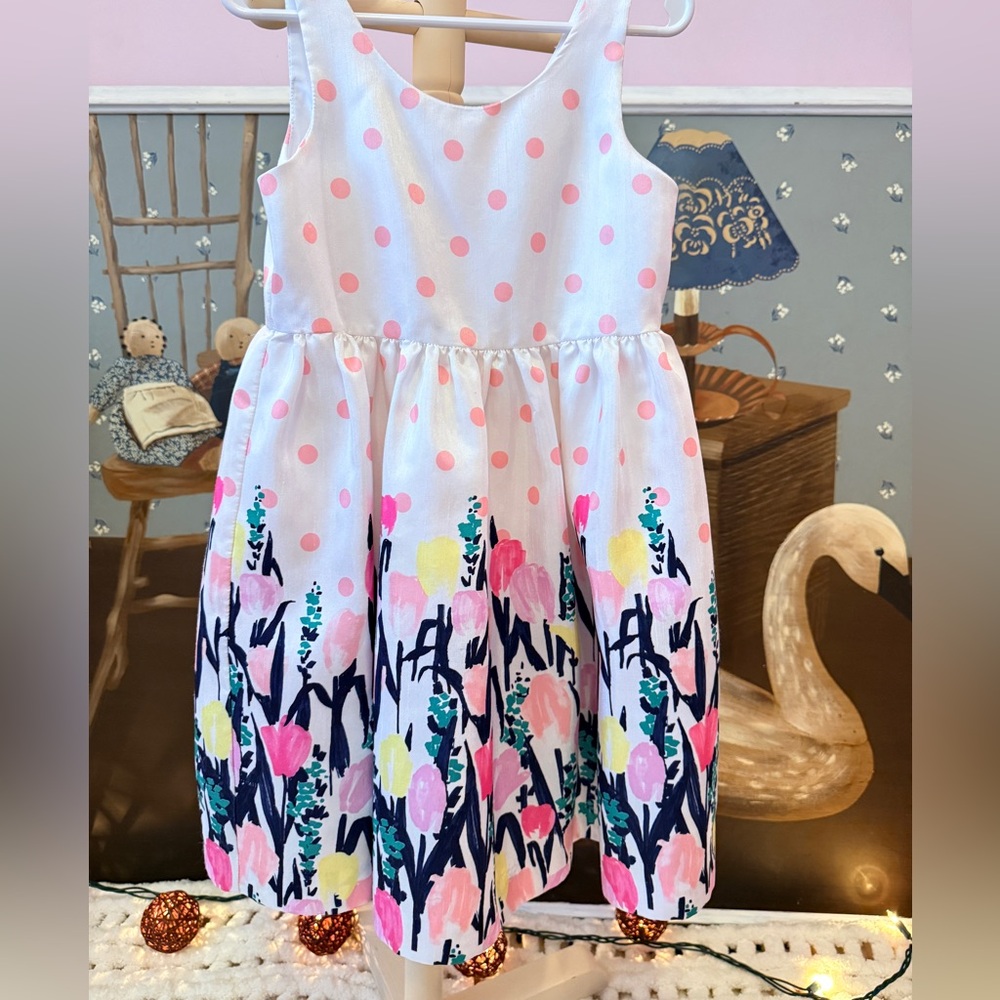 Gymboree Pink Polka Dot and Floral Kids Dress
